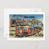 North Dakota - Badlands - Große Buchstabenszenen Postkarte (Vorne/Hinten)