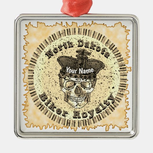 North Dakota Biker  Ornament Aus Metall (Vorne)