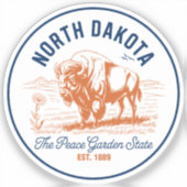 North Dakota Bison | The Peace Garden State Aufkleber (Vorderseite)