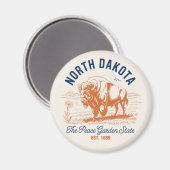 North Dakota Bison | The Peace Garden State Magnet (Vorderseite/Rückseite)