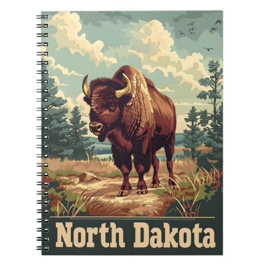 North Dakota Bison Vintag Notizblock (Vorderseite)