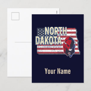 North Dakota Bundesstaat Vereinigte Staaten Retro- Feiertagspostkarte