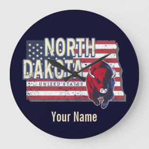 North Dakota Bundesstaat Vereinigte Staaten Retro- Große Wanduhr