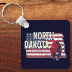 North Dakota Bundesstaat Vereinigte Staaten Retro- Schlüsselanhänger