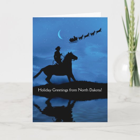 North Dakota Christmas Cowboy Holiday Karte (Vorderseite)