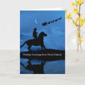 North Dakota Christmas Cowboy Holiday Karte (Gelbe Blume)