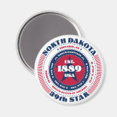 North Dakota Circle Typografy Souvenir Magnet (Vorderseite/Rückseite)