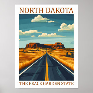 North Dakota der Peace Garden State USA Reise Poster