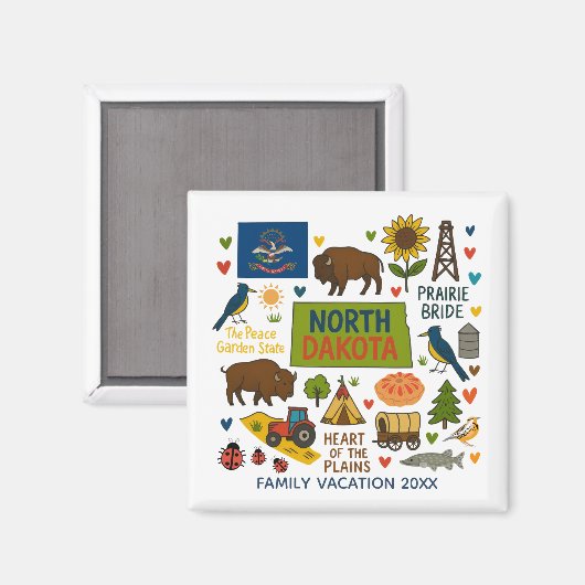 North Dakota Family Trip Keepsake Personalized Magnet (Vorderseite/Rückseite)