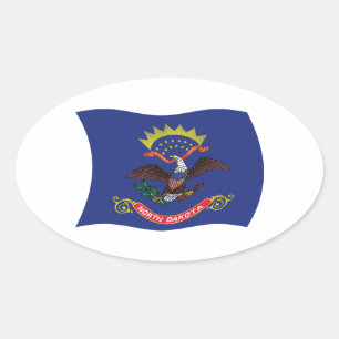 North-Dakota-Flaggenaufkleber Ovaler Aufkleber