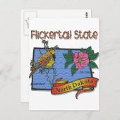 North Dakota Flickertail Staat Meadowlark Rose Postkarte (Vorne/Hinten)