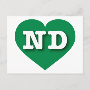 North Dakota Green Heart - I Liebe ND Postkarte