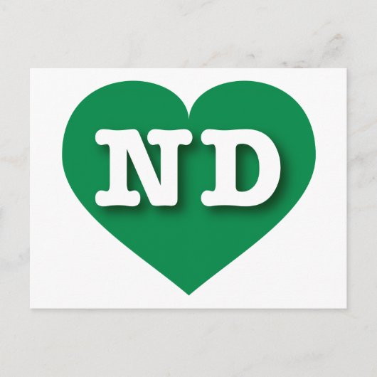 North Dakota Green Heart - I Liebe ND Postkarte (Vorderseite)