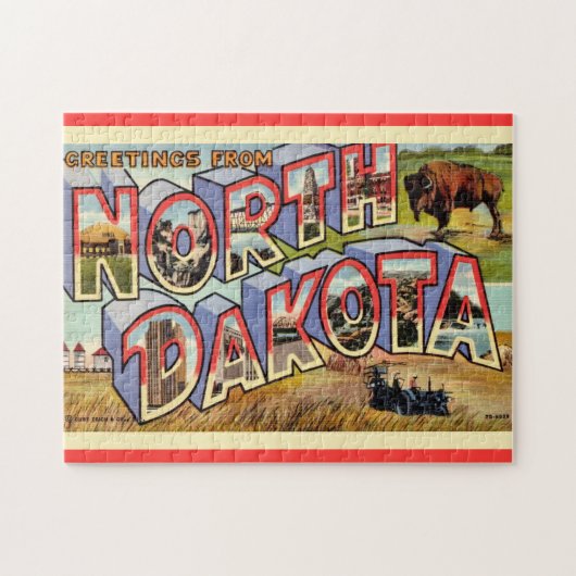 North Dakota Greetings 11x14 Postkarte Puzzle (Horizontal)
