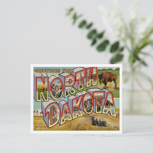 North Dakota Gruß von US-Staaten Postkarte (Stehend Vorderseite)