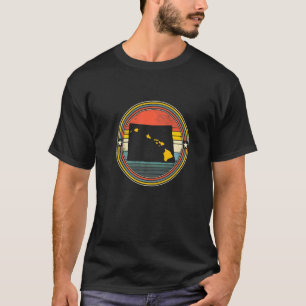 North Dakota Hawaii Roots Origin Staat Map Retro T-Shirt