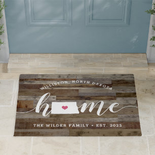 North Dakota Home State Personalized Wood Look Fußmatte