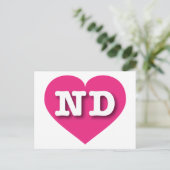 North Dakota Hot Pink Heart - I Liebe ND Postkarte (Stehend Vorderseite)