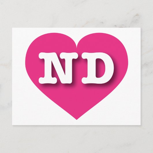 North Dakota Hot Pink Heart - I Liebe ND Postkarte (Vorderseite)