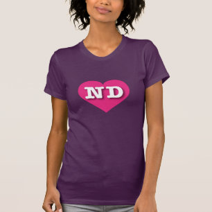 North Dakota Hot Pink Heart - I Liebe ND T-Shirt