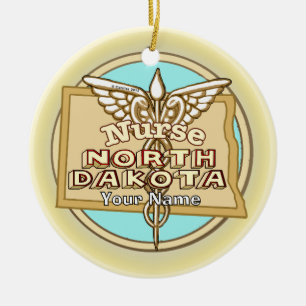 North Dakota Krankenpfleger Caduceus  Keramik Ornament