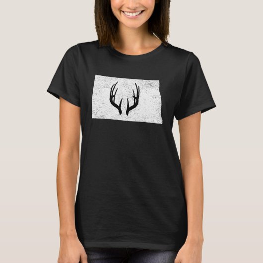North Dakota ND Deer Hunting Shed Antlers T-Shirt (Vorderseite)
