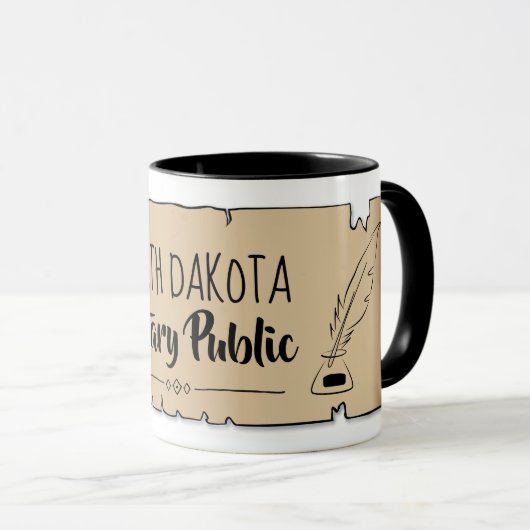 North Dakota Notary Public Scroll Feather Quill Tasse (VorderseiteRechts)