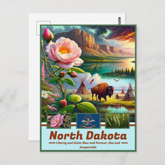 North Dakota Panorama: Landschaftliche Reise Postkarte (Vorne/Hinten)