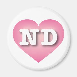 North Dakota Pink Fade Heart - I Liebe ND Magnet
