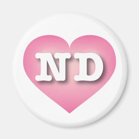 North Dakota Pink Fade Heart - I Liebe ND Magnet (Vorne)