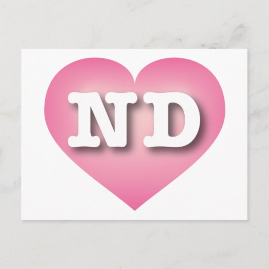 North Dakota Pink Fade Heart - I Liebe ND Postkarte (Vorderseite)