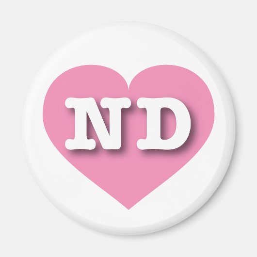 North Dakota Pink Heart - I Liebe ND Magnet (Vorne)