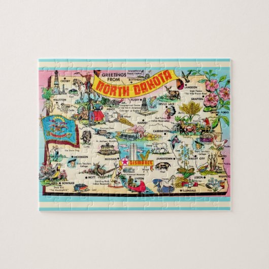 North Dakota Postcard Jigsaw Puzzle (Horizontal)