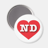 North Dakota Red Heart - I Liebe ND Magnet (Vorderseite/Rückseite)