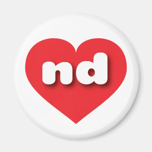 North Dakota Red Heart - I Liebe ND Magnet