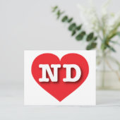 North Dakota Red Heart - I Liebe ND Postkarte (Stehend Vorderseite)