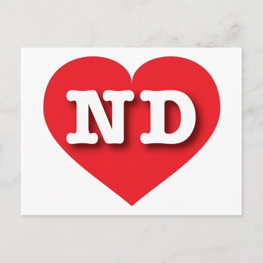 North Dakota Red Heart - I Liebe ND Postkarte (Vorderseite)