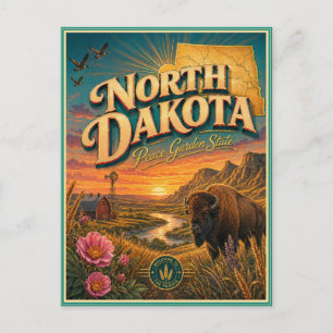 North Dakota Retro-Reise-Andenken-Postkarte Postkarte