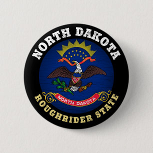 NORTH DAKOTA ROUGHRIDER STAAT FLAG BUTTON