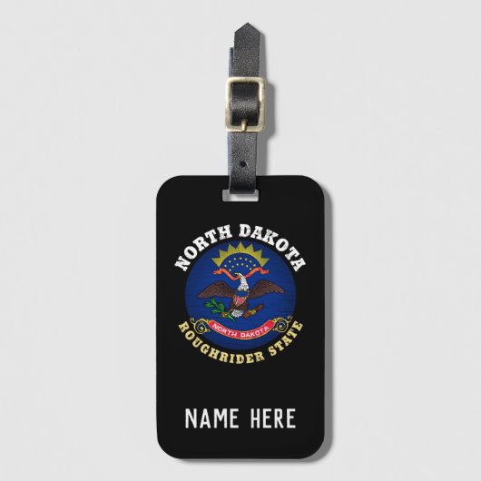 NORTH DAKOTA ROUGHRIDER STAAT FLAG GEPÄCKANHÄNGER (Vorderseite Vertikal)