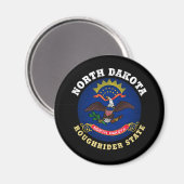NORTH DAKOTA ROUGHRIDER STAAT FLAG MAGNET (Vorderseite/Rückseite)