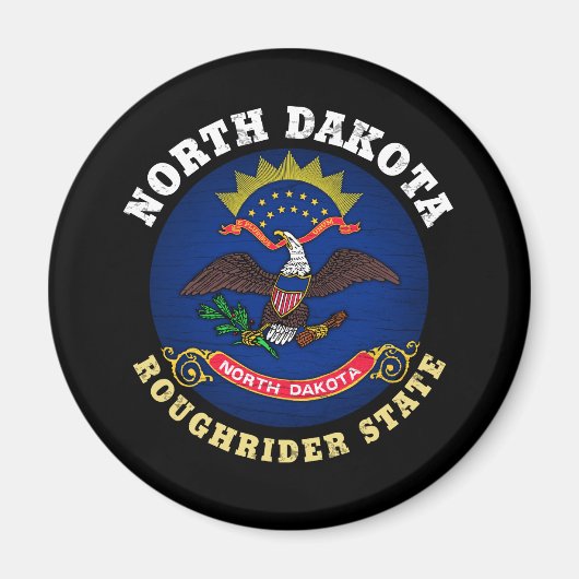 NORTH DAKOTA ROUGHRIDER STAAT FLAG MAGNET (Vorne)
