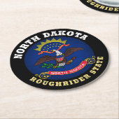 NORTH DAKOTA ROUGHRIDER STAAT FLAG RUNDER PAPPUNTERSETZER (Angewinkelt)
