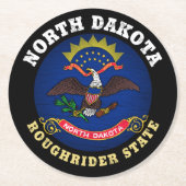 NORTH DAKOTA ROUGHRIDER STAAT FLAG RUNDER PAPPUNTERSETZER (Vorderseite)