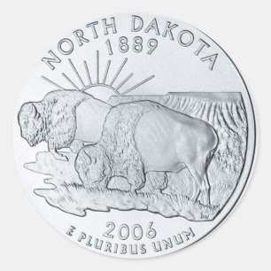 North Dakota Runder Aufkleber