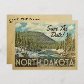 North Dakota Save the Date Mountain River Snow Ankündigungspostkarte (Vorne/Hinten)