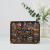 North Dakota Shadow Box 3D Figurine Staat Postkarte (Stehend Vorderseite)