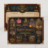 North Dakota Shadow Box 3D Figurine Staat Postkarte (Vorne/Hinten)