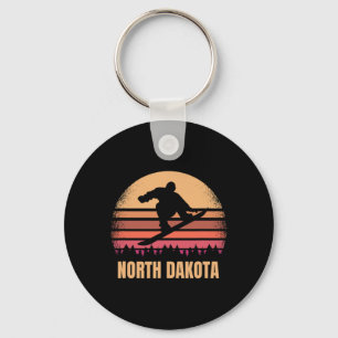 North Dakota Snowboarding Vintag und Boarder Retro Schlüsselanhänger
