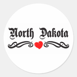 North Dakota Tattoo Runder Aufkleber